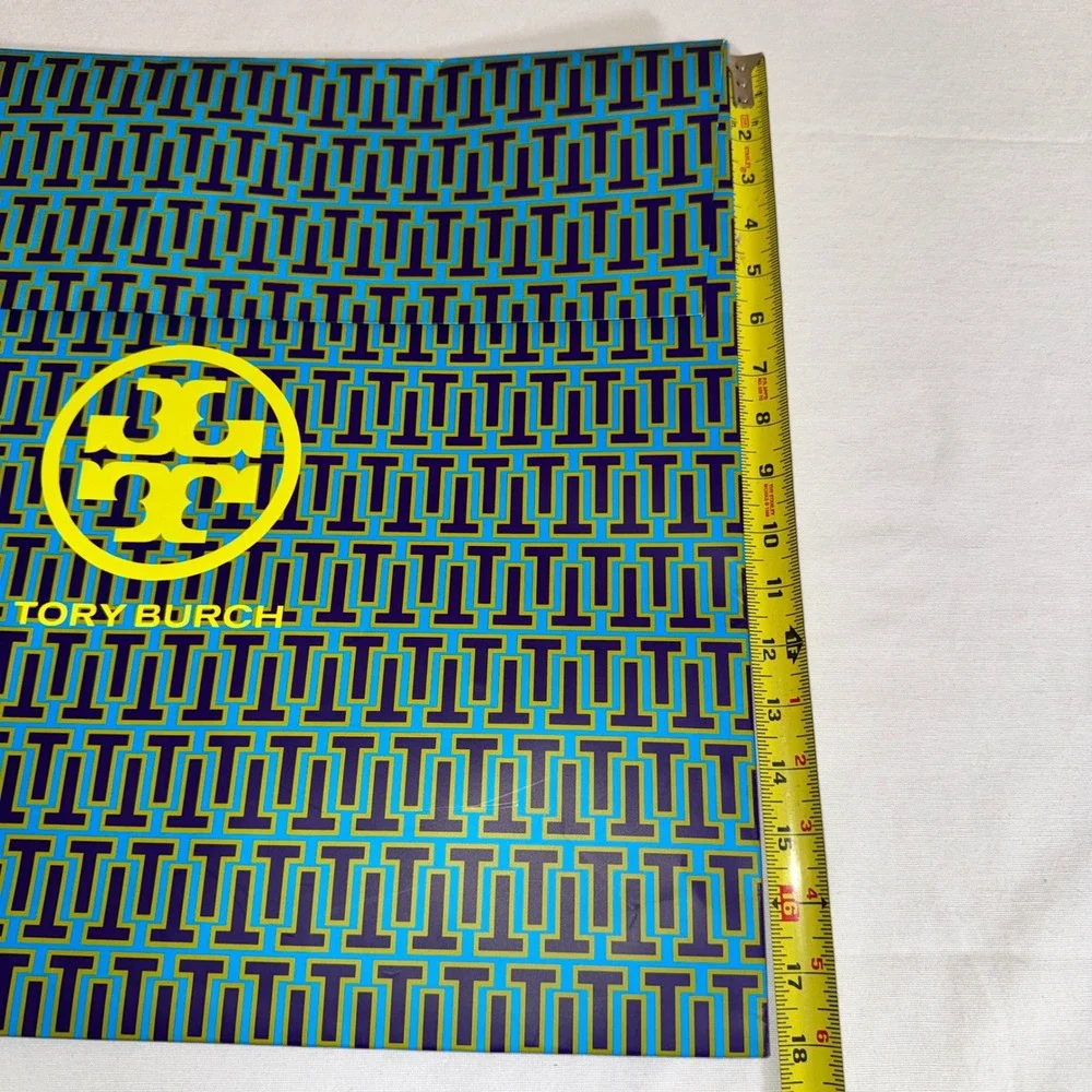 Tory‎ Burch Large Paper Shopping Gift Bag Blue Purple Monogram T Logo 20x18x6